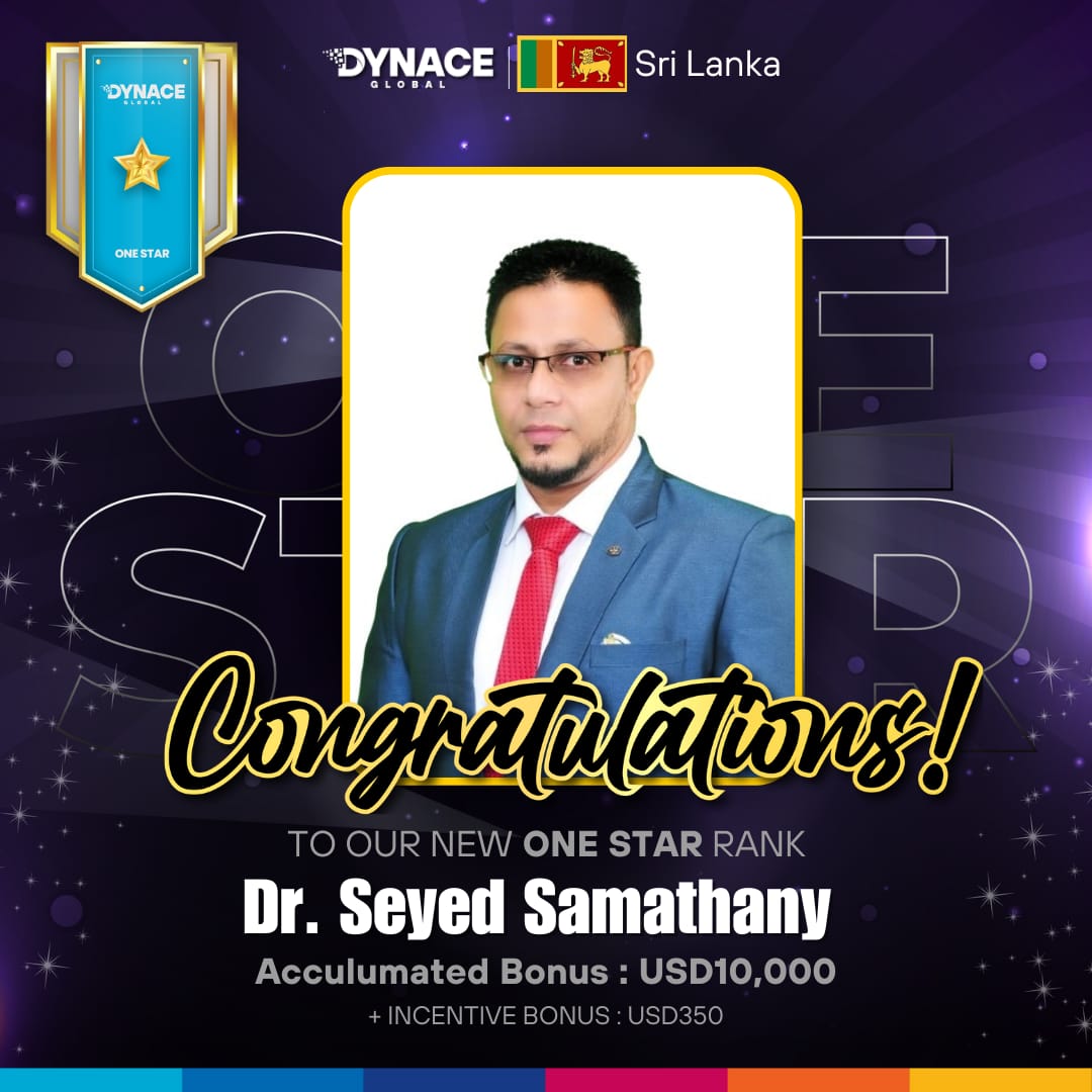 👉 THE DYNACE GLOBAL & DYNAMIC ACE LANKA * CONGRATULATE TO THE 1st ONE STAR RANK ACHIEVER IN SRI LANKA 🇱🇰💐💐💐🌺🌺*