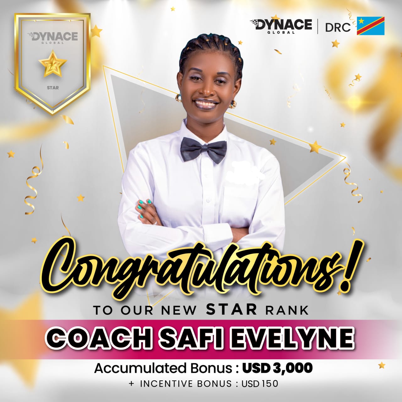 👉 THE DYNACE GLOBAL, DYNAMIC ACE LANKA AND DYNACE DRC CONGRATULATE TO THE NEW STAR RANK ACHIEVER IN DRC 🇨🇩💐💐💐🌺🌺