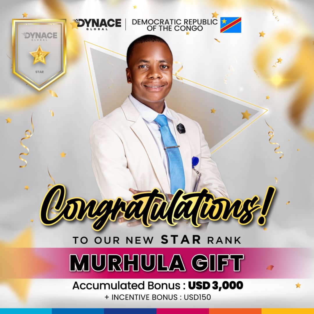 👉 THE DYNACE GLOBAL, DYNAMIC ACE LANKA AND DYNACE DRC CONGRATULATE TO THE NEW STAR RANK ACHIEVER IN DRC 🇨🇩💐💐💐🌺🌺